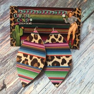 Wild Leopard Serape Leaf Leather Earrings